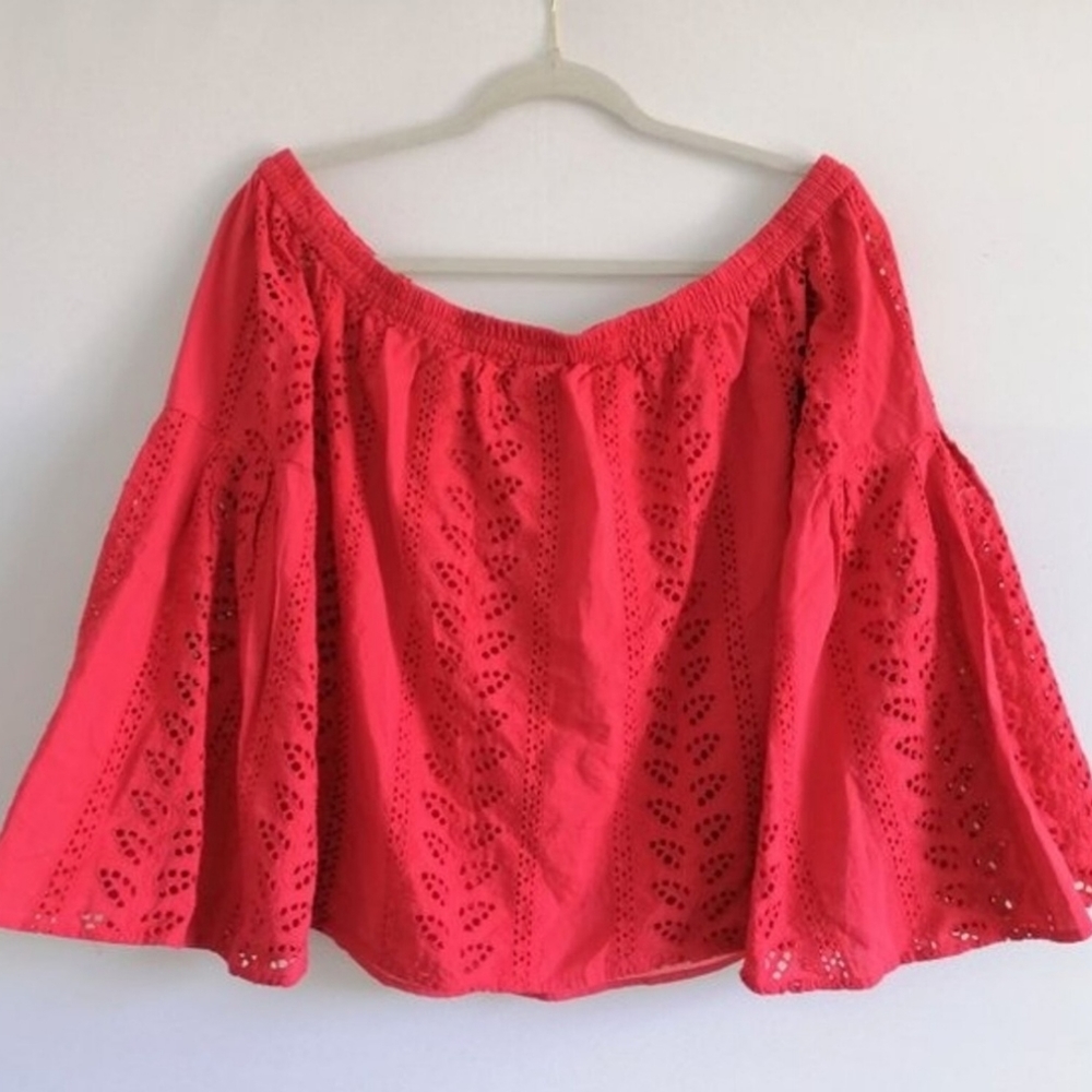 Express Women's Eyelet Red Off The Shoulder Blouse Size XS